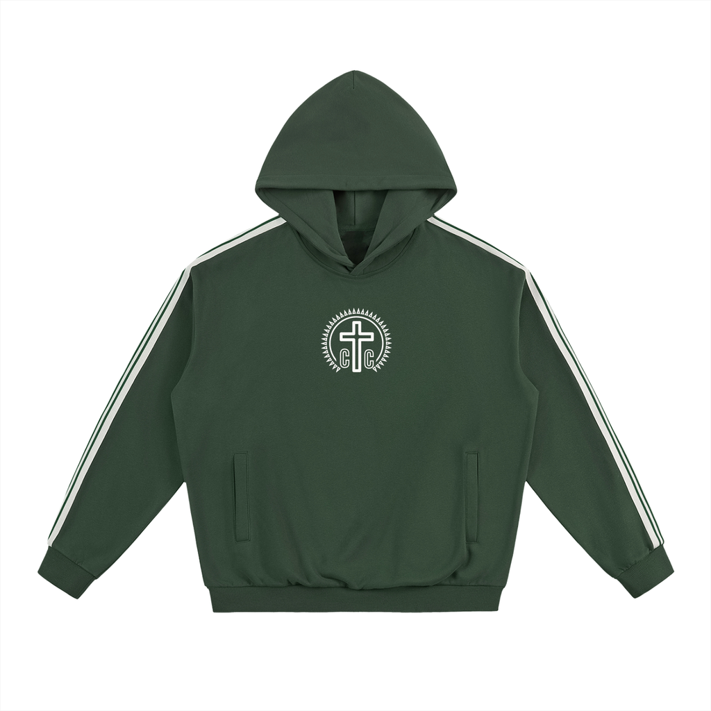 ‘Christ Centered’ Stripe Drop-Shoulder Hoodie