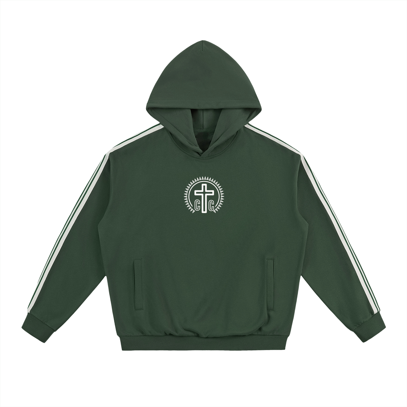 ‘Christ Centered’ Stripe Drop-Shoulder Hoodie