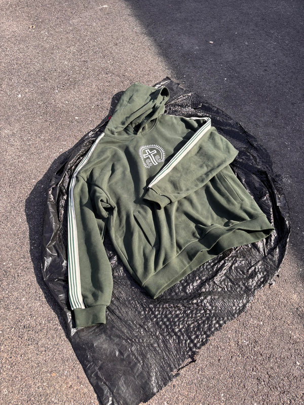 ‘Christ Centered’ Stripe Drop-Shoulder Hoodie