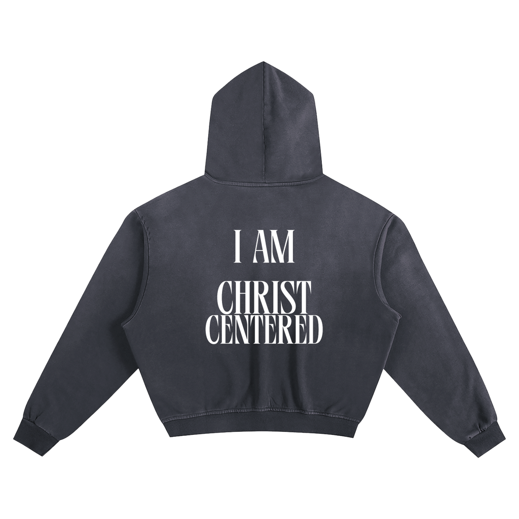 'I Am Christ Centered' Sunfaded Boxy Hoodie
