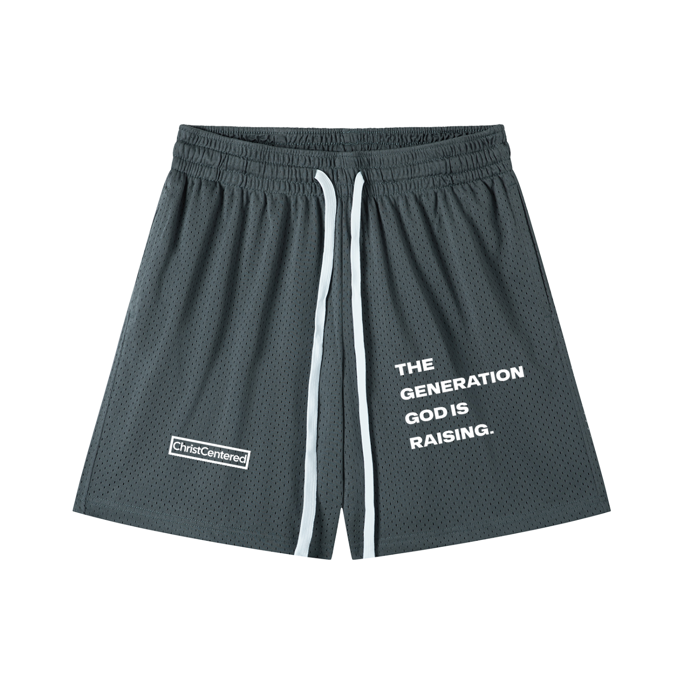 ‘The Generation God Is Raising’ Mesh Drawstring Shorts