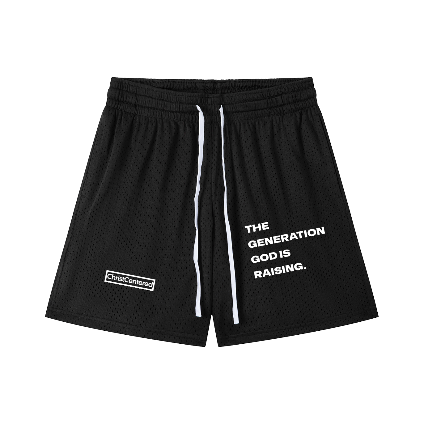 ‘The Generation God Is Raising’ Mesh Drawstring Shorts