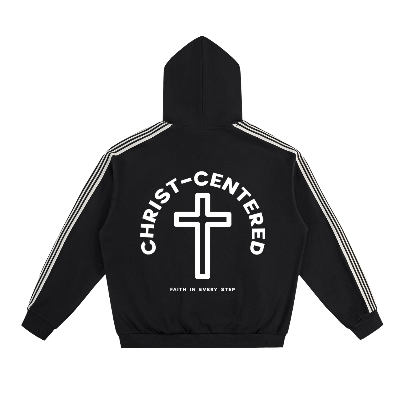 ‘Christ Centered’ Stripe Drop-Shoulder Hoodie