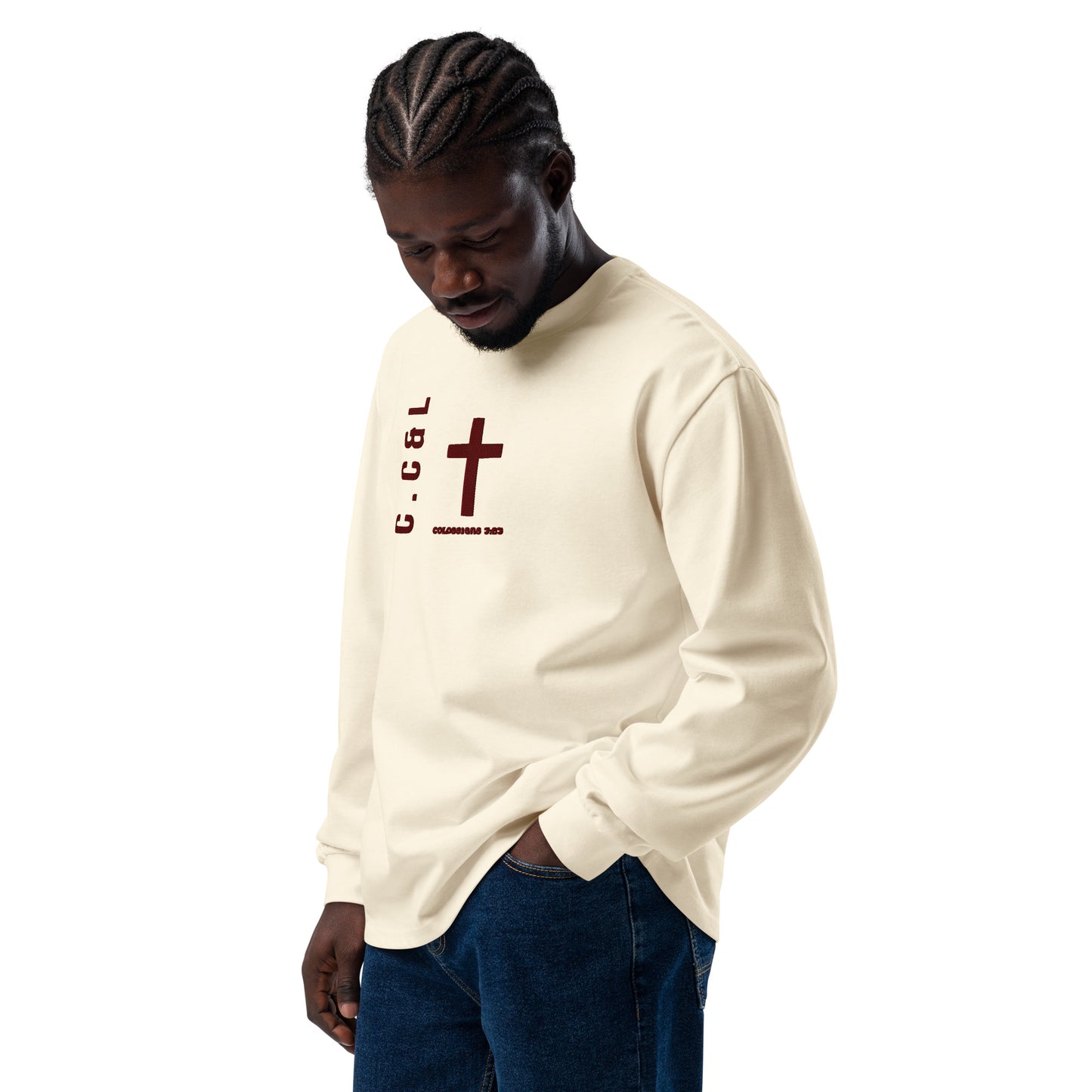 C-C&L Embroidered Sweatshirt | Christian Streetwear | Cross & Colossians 3:23 Graphic